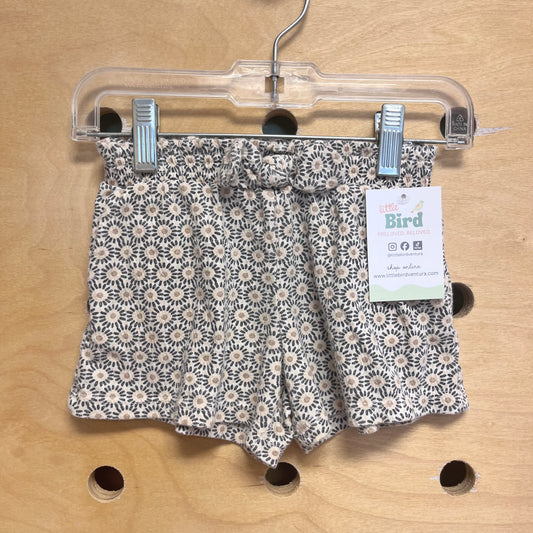 Cream & Black Floral Shorts