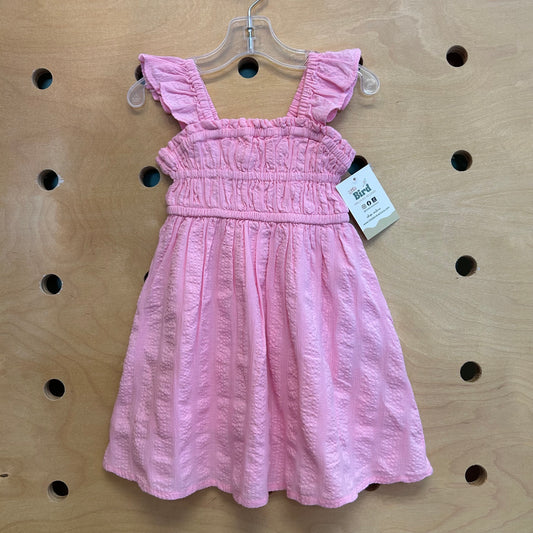 Pink Textured Smocked Dress