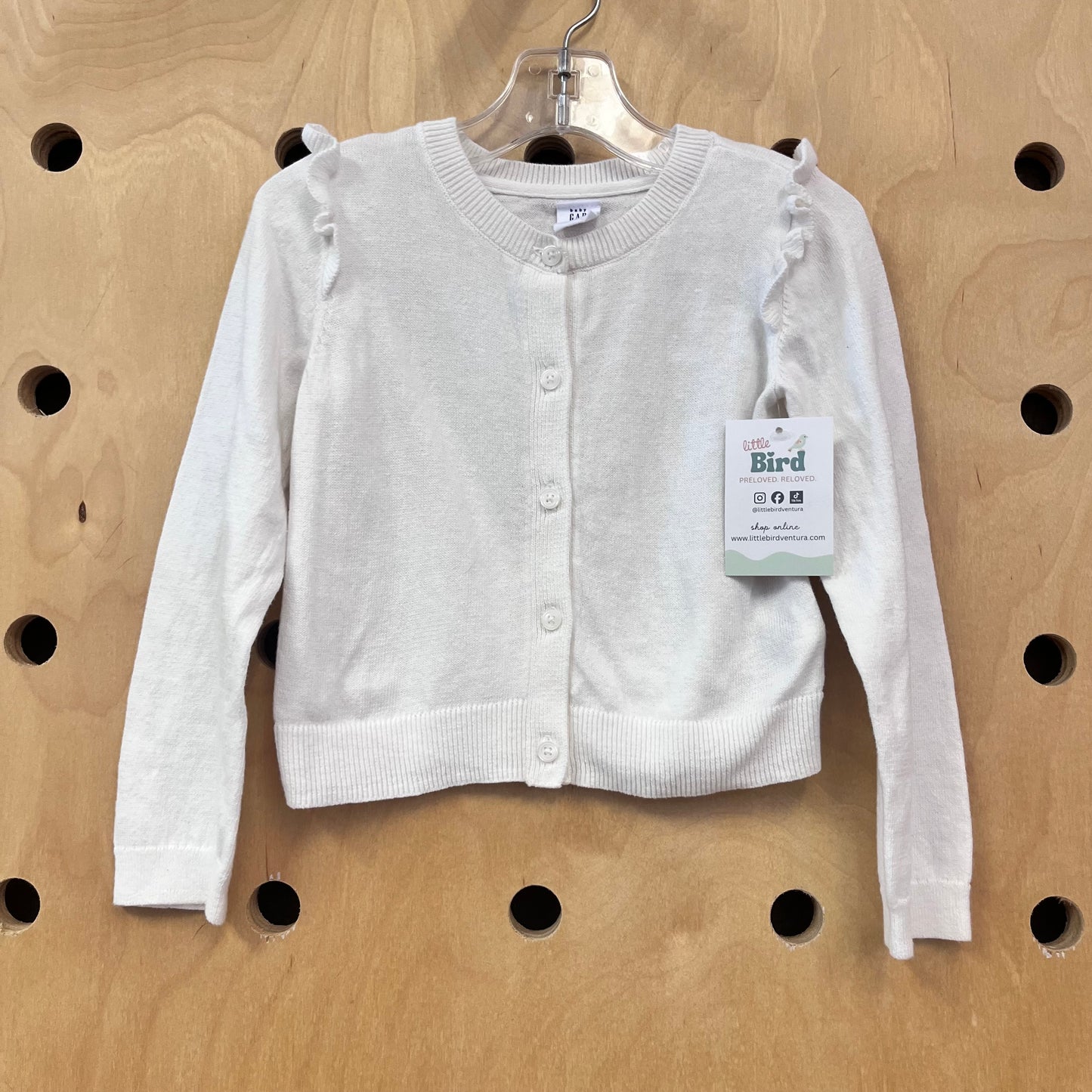 White Ruffle Sleeve Cardigan