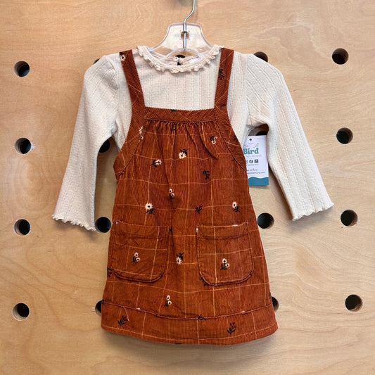 Organic Tan Ribbed/Brown Floral Cord Outfit