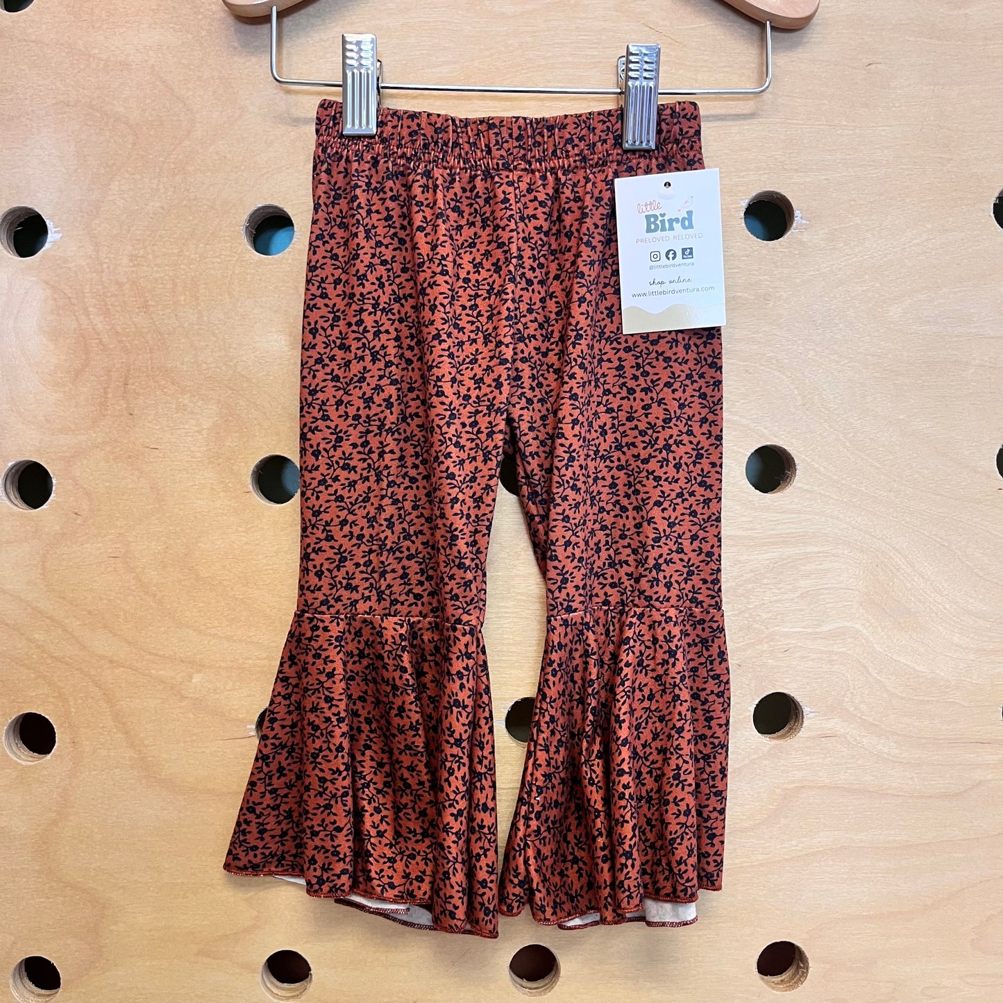 Brown/Black Floral Bell Bottom Pants