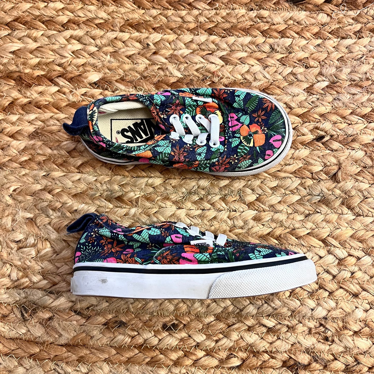 Navy & Floral Slip-On Skate Sneakers