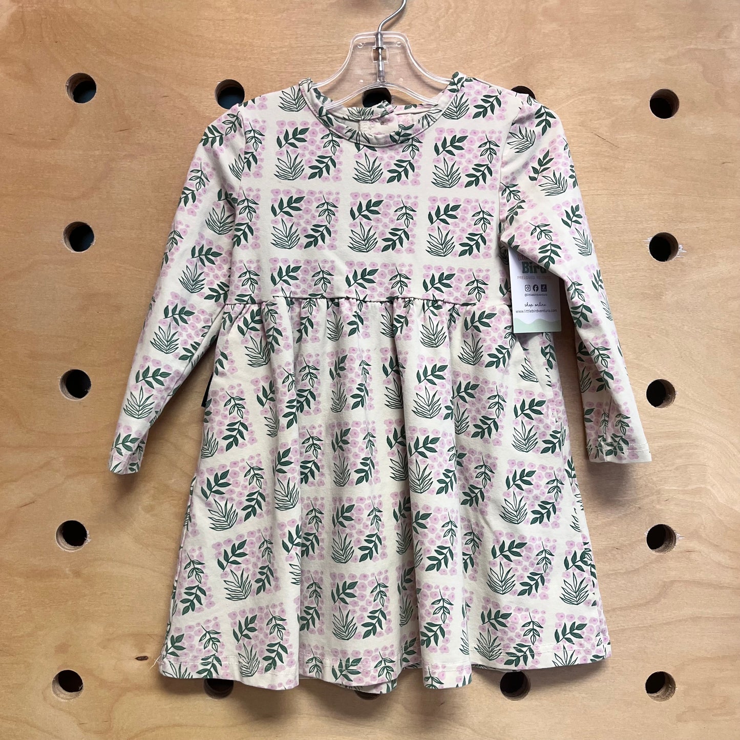 Cream & Pink Floral Twirl Dress