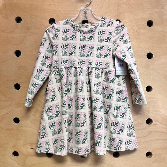Cream & Pink Floral Twirl Dress