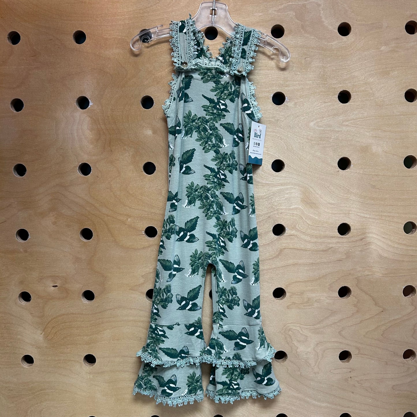 Green Bamboo Sparrows Romper