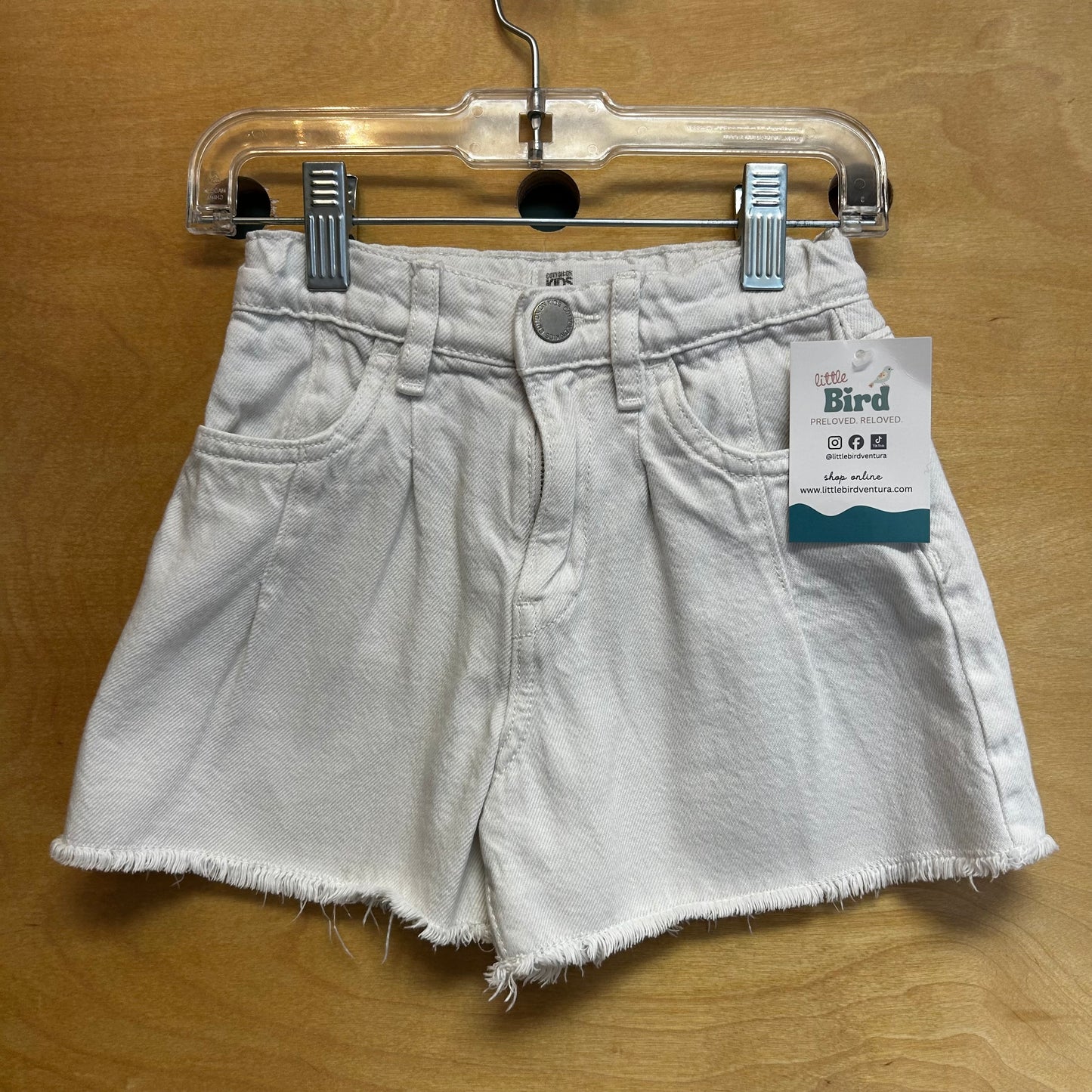 White Raw Hem Denim Shorts