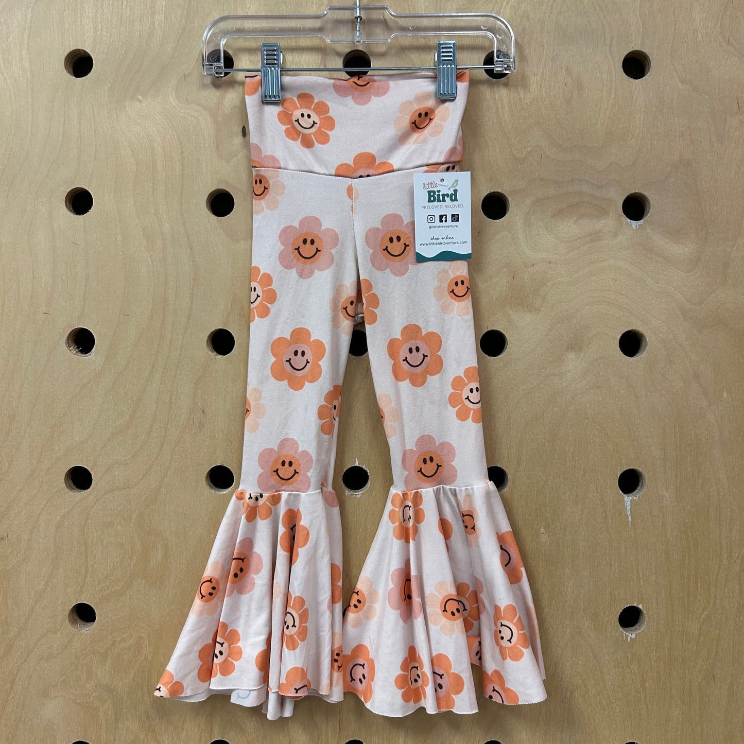 Pink Daisy Flare Bottom Leggings