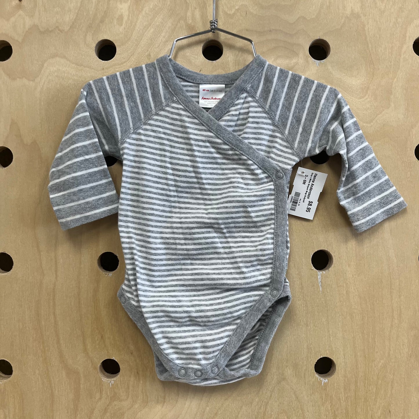 Grey+White Striped Wrap Bodysuit