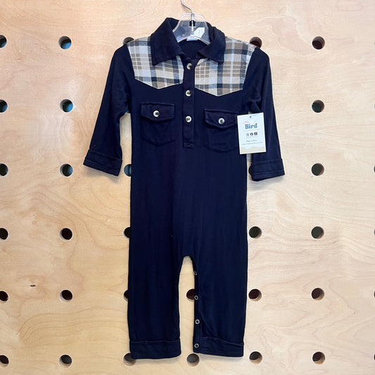 Black/Plaid Bamboo Romper