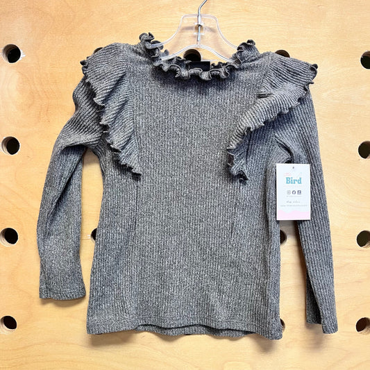 Heathered Gray Ruffle LS
