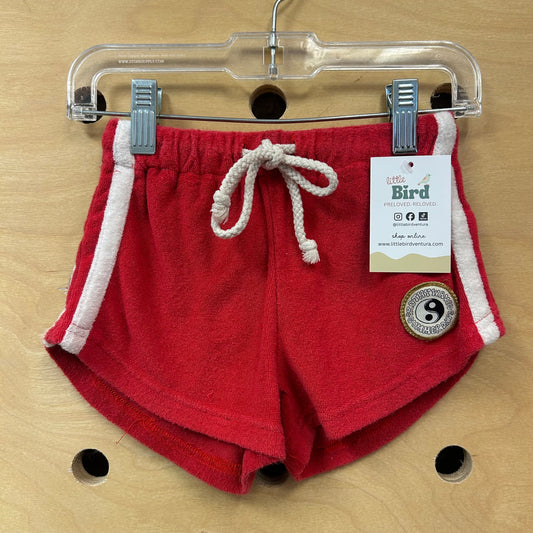 Red Terry Drawstring Shorts