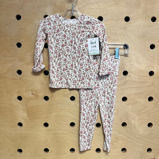 Cream/Pink Floral Bamboo PJ's