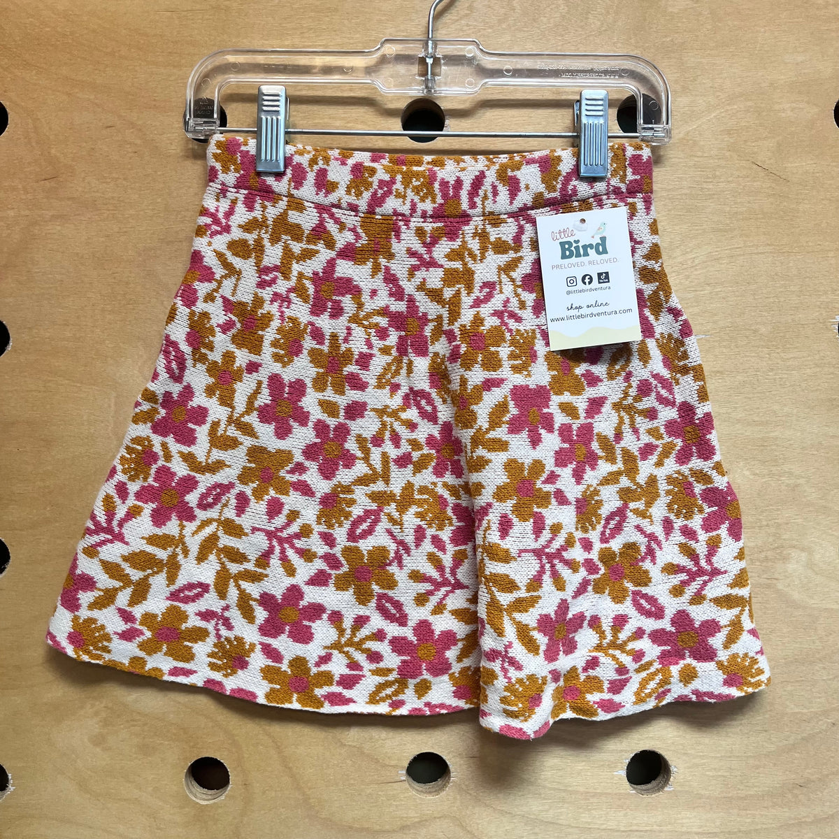 Gold/Pink Floral Knit Skirt