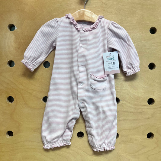 Pink Striped Snap Romper