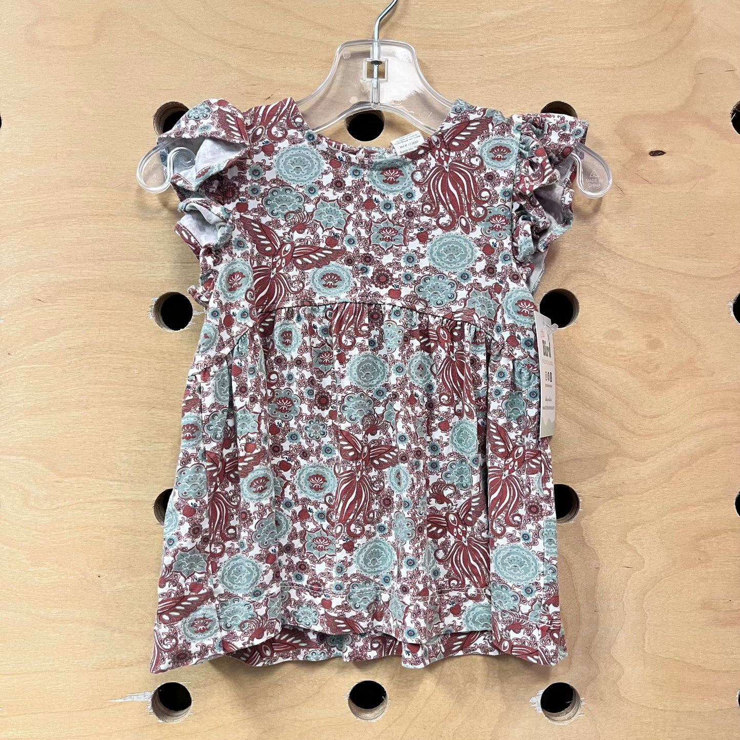 Brown/Mint Floral Birds Bamboo Dress