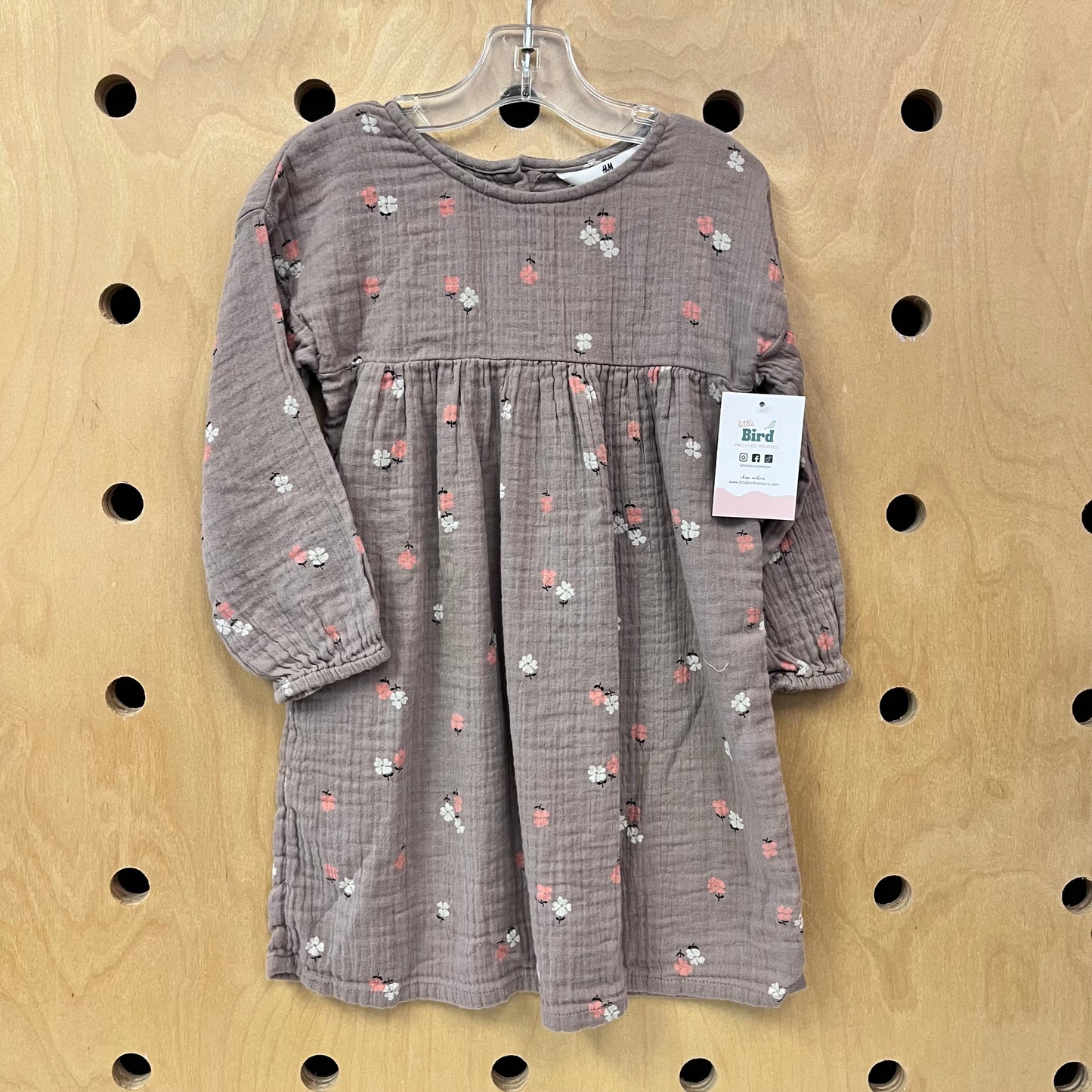 Taupe Floral Gauze Dress