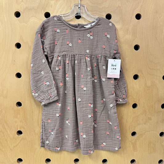 Taupe Floral Gauze Dress
