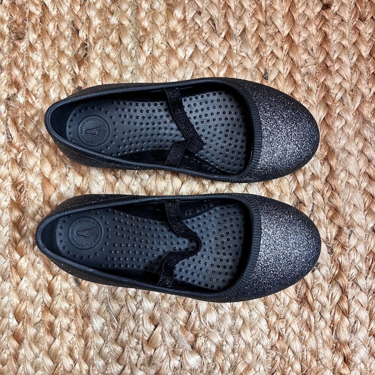 Black Glittery Flats