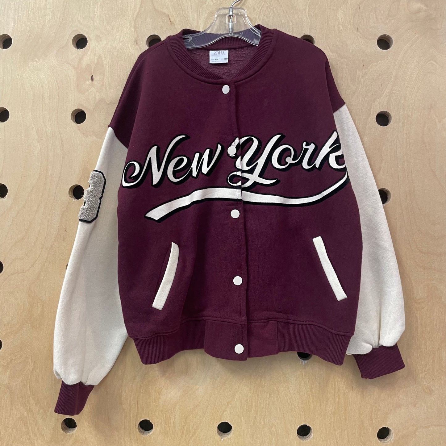 Maroon + Cream NY Varsity Jacket