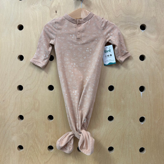 Organic Peach Floral Knotted Gown