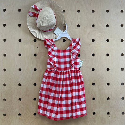 Red Gingham Dress w/ Hat NEW!