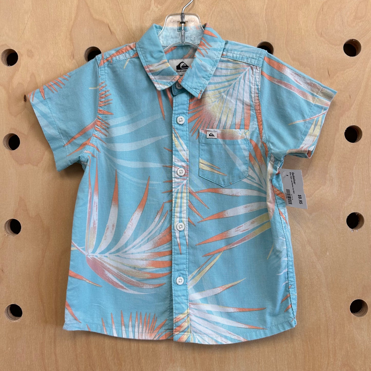 Blue Palm Leaf Button Up Shirt