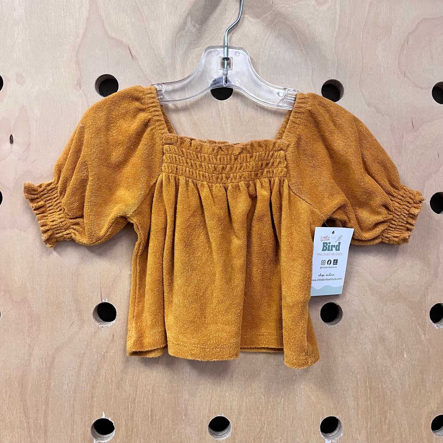 Mustard Smocked Terry Top
