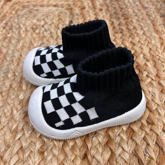B&W Checkerboard Sock Shoes