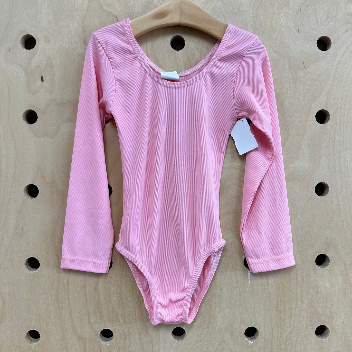 Pink Ribbed LS Leotard