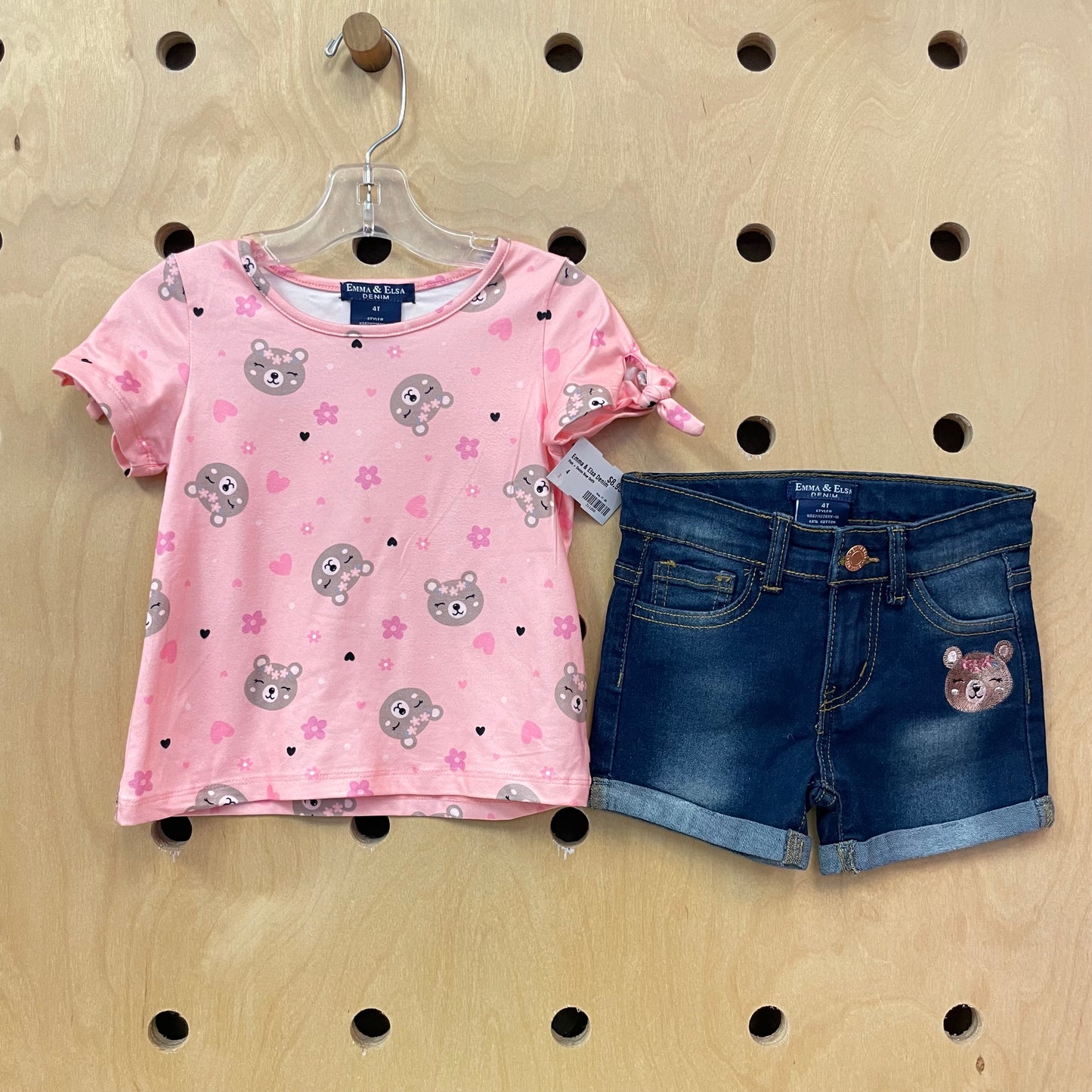 Pink + Denim Bear Outfit
