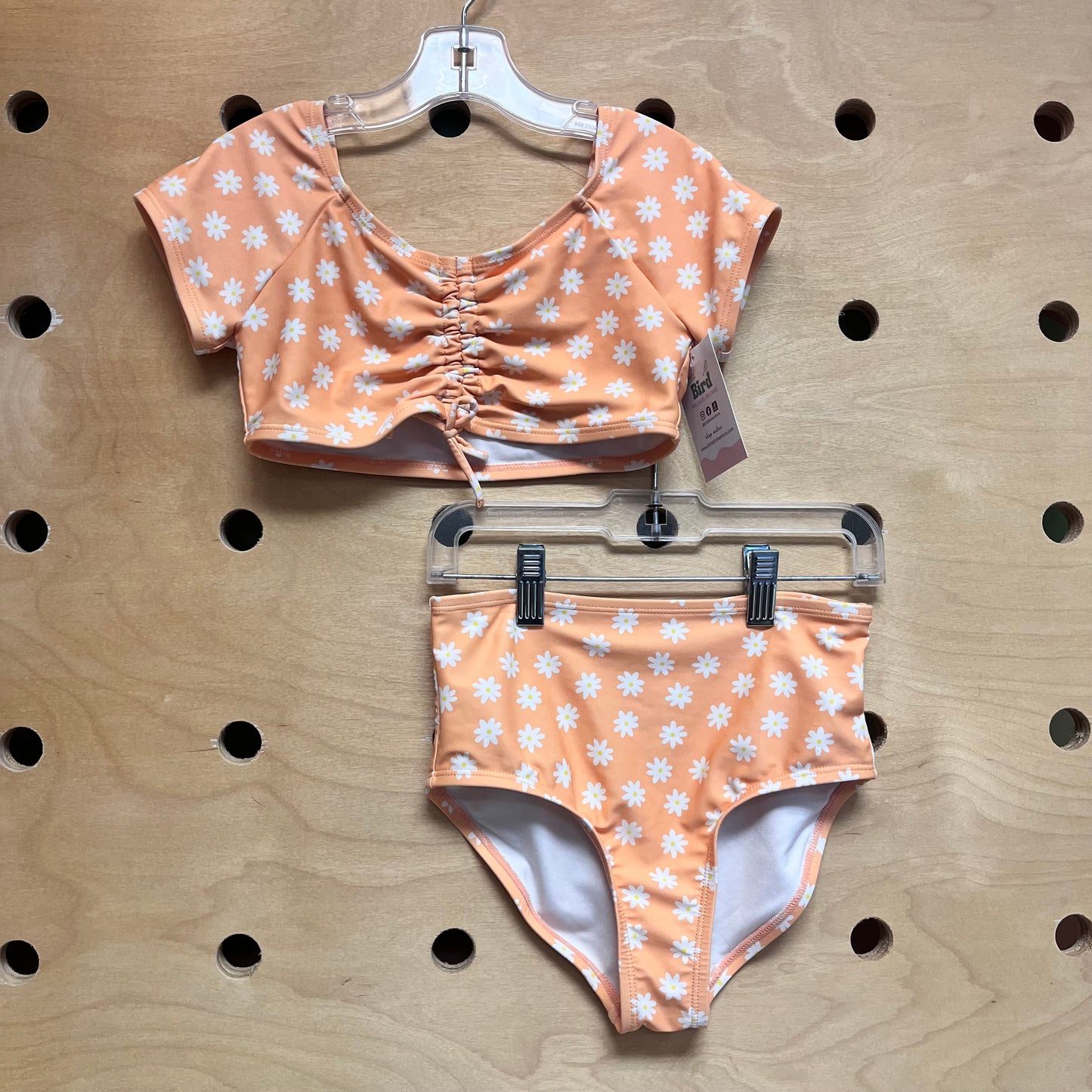 Orange/White Floral Swimsuit