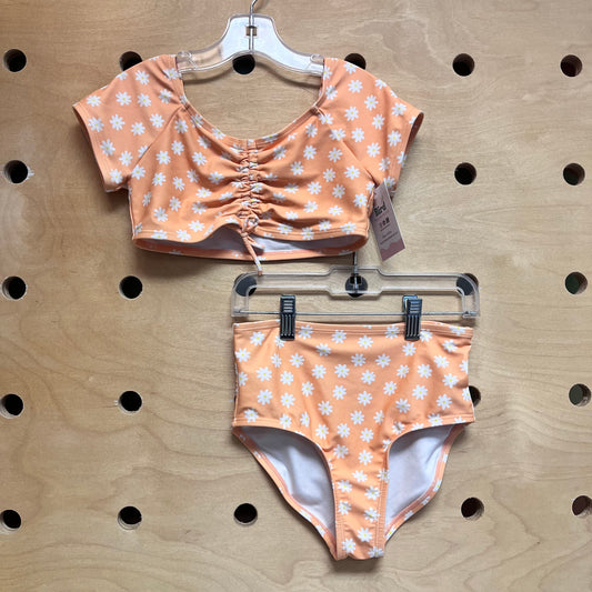 Orange/White Floral Swimsuit