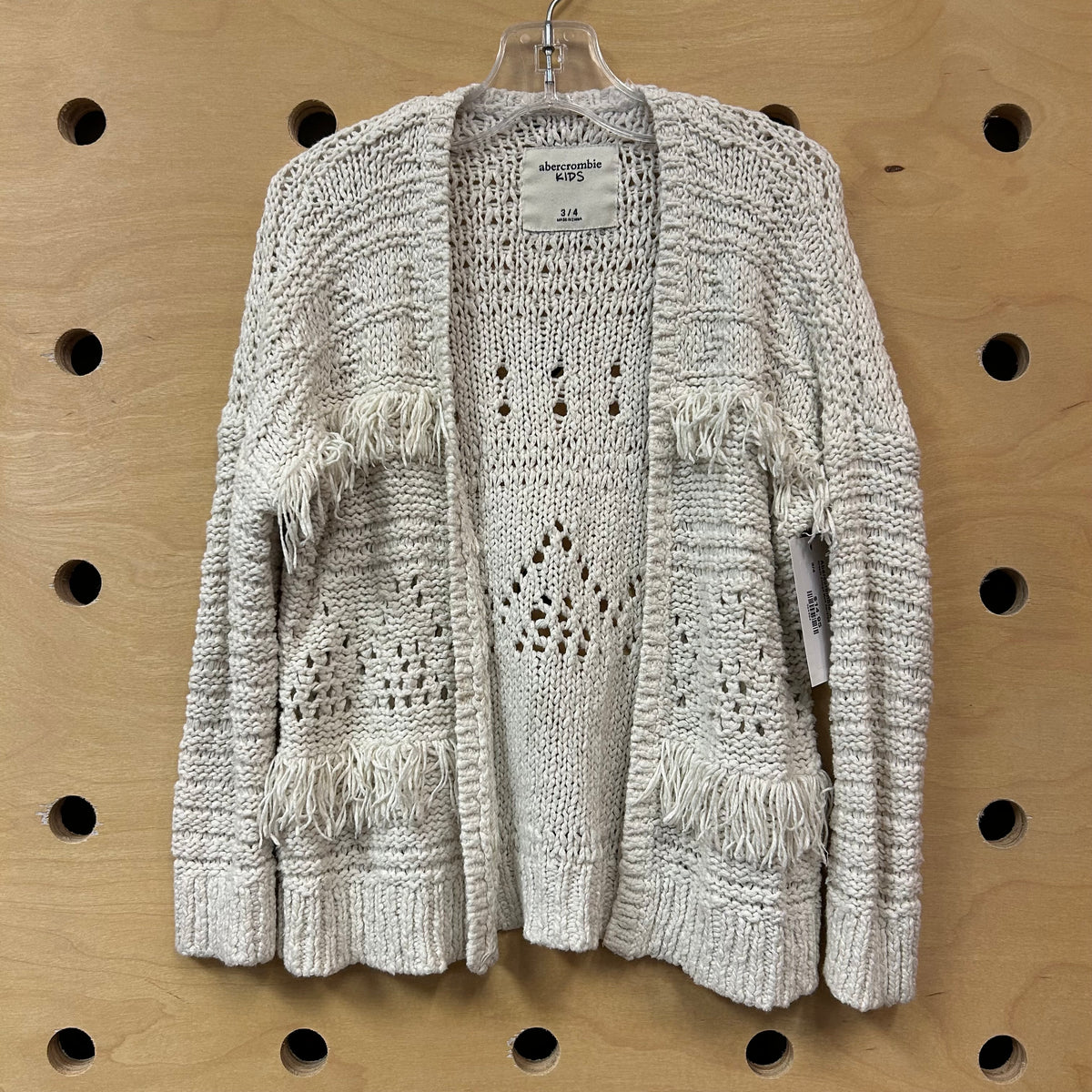 Cream Fringe Knit Cardigan