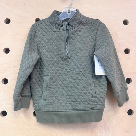Green Quilted 1/4 Zip Pullover