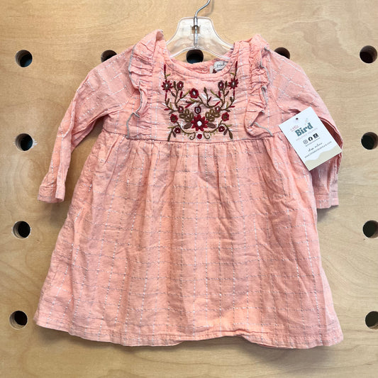 Peach Embroidered Sparkle Dress