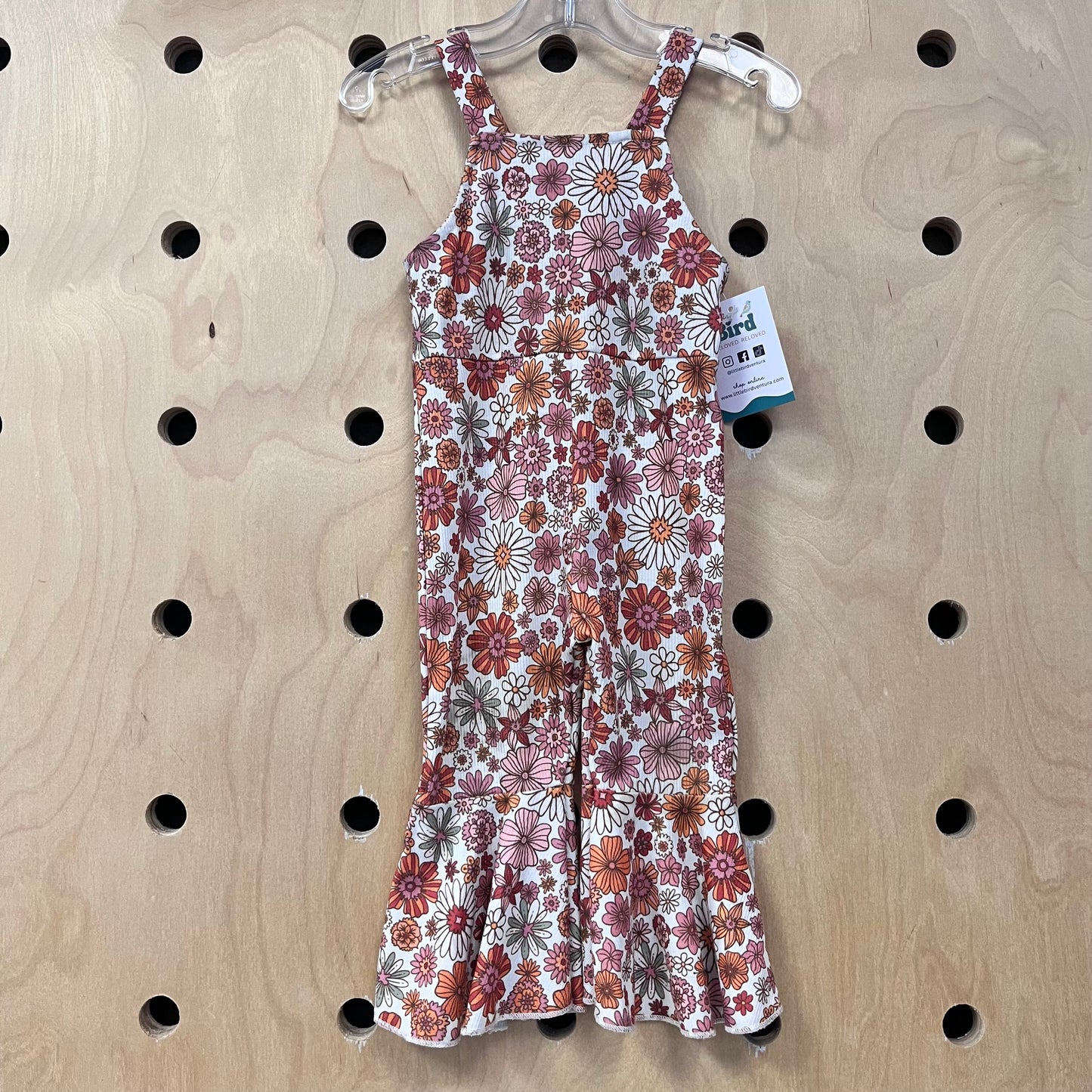 Orange Floral Bell Bottom Romper