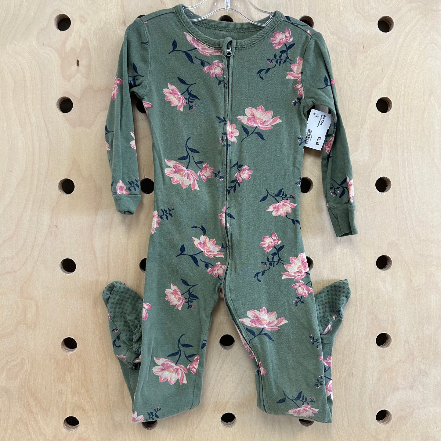 Olive Floral Footies