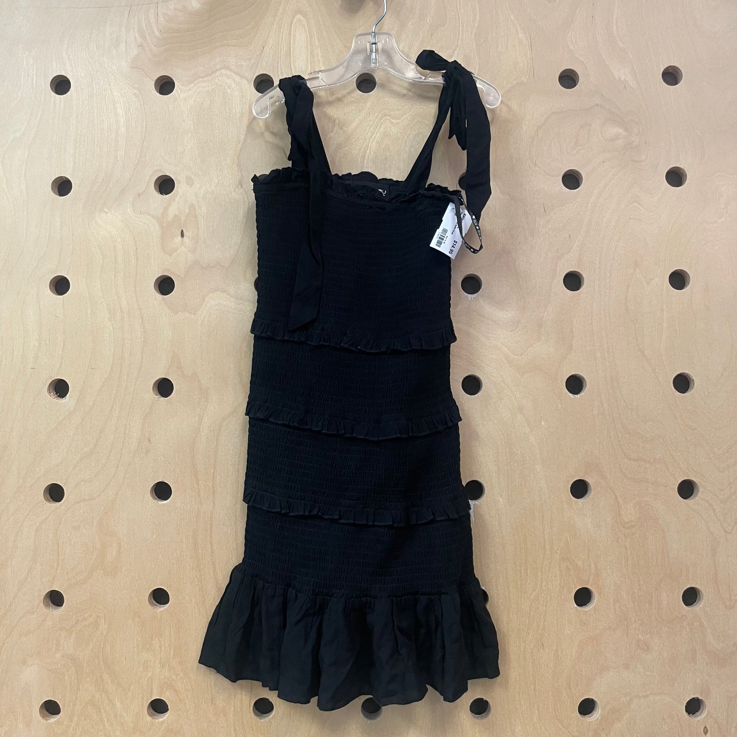 Black Smocked Ruffle Dress