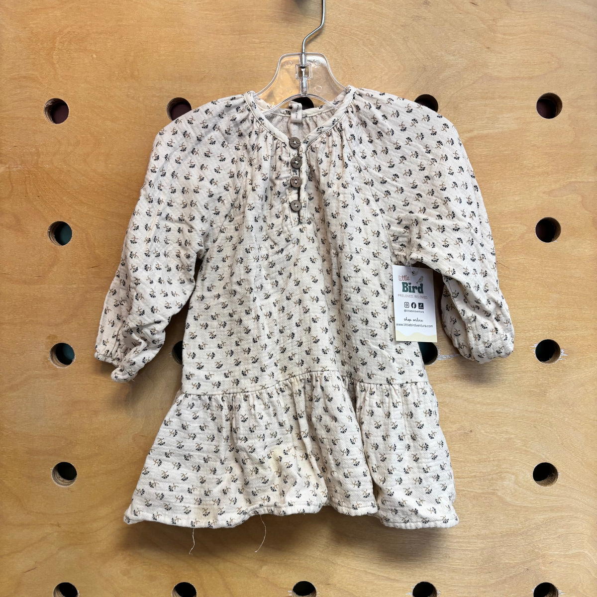 Cream Floral Organic Floral Dress