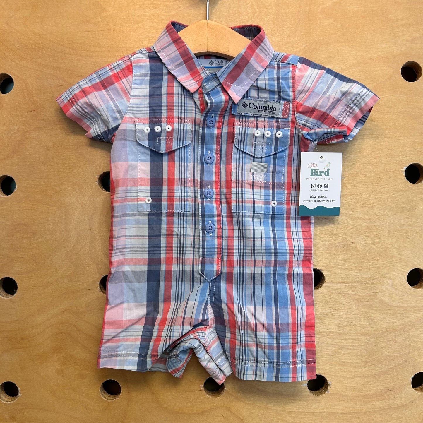 Red/Blue Plaid Collar Romper