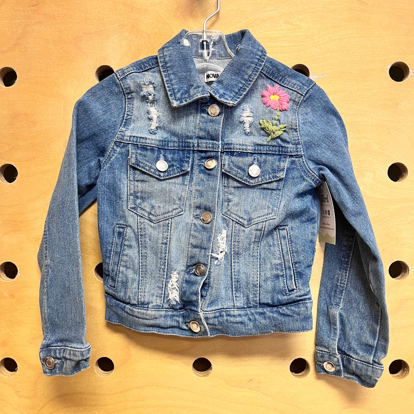 Hand Embroider Flower Denim Jacket