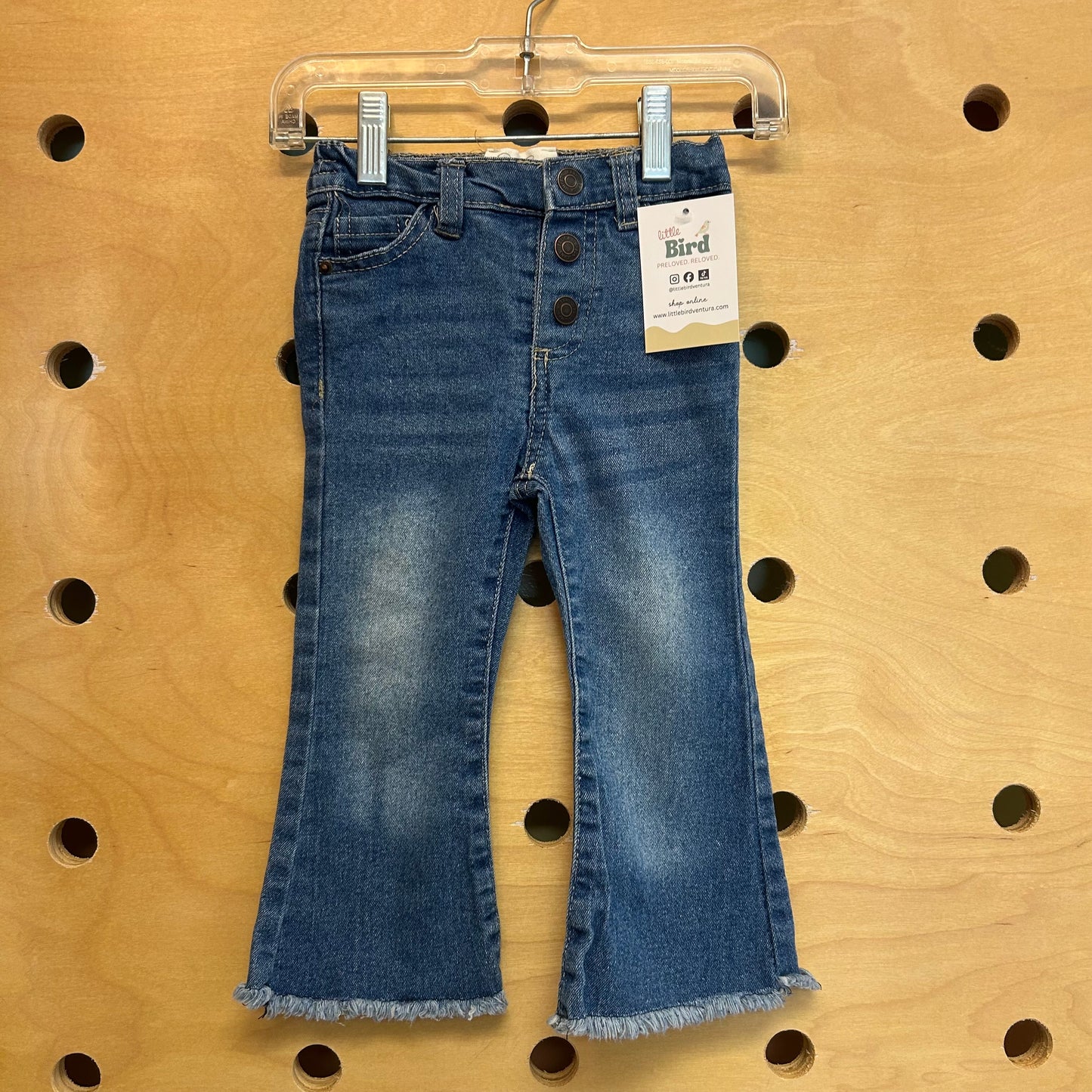 Frayed Hem Flare Denim
