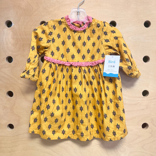 Mustard Floral Cotton Dress