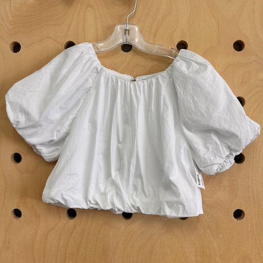 White Cotton Bubble Top