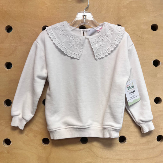 White Eyelett Collar LS