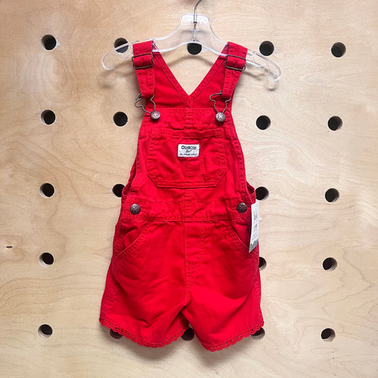 Red Eyelet Trim Shortalls