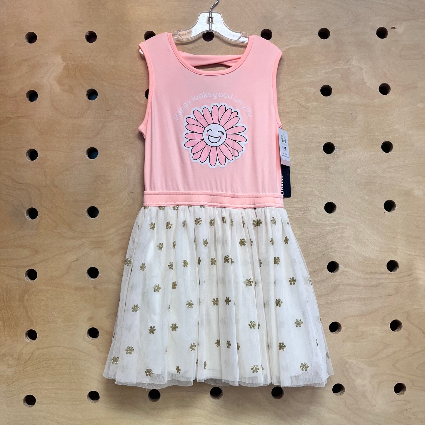 Pink Golden Flowers Tulle Dress NEW!