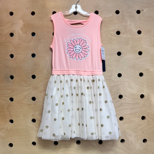 Pink Golden Flowers Tulle Dress NEW!