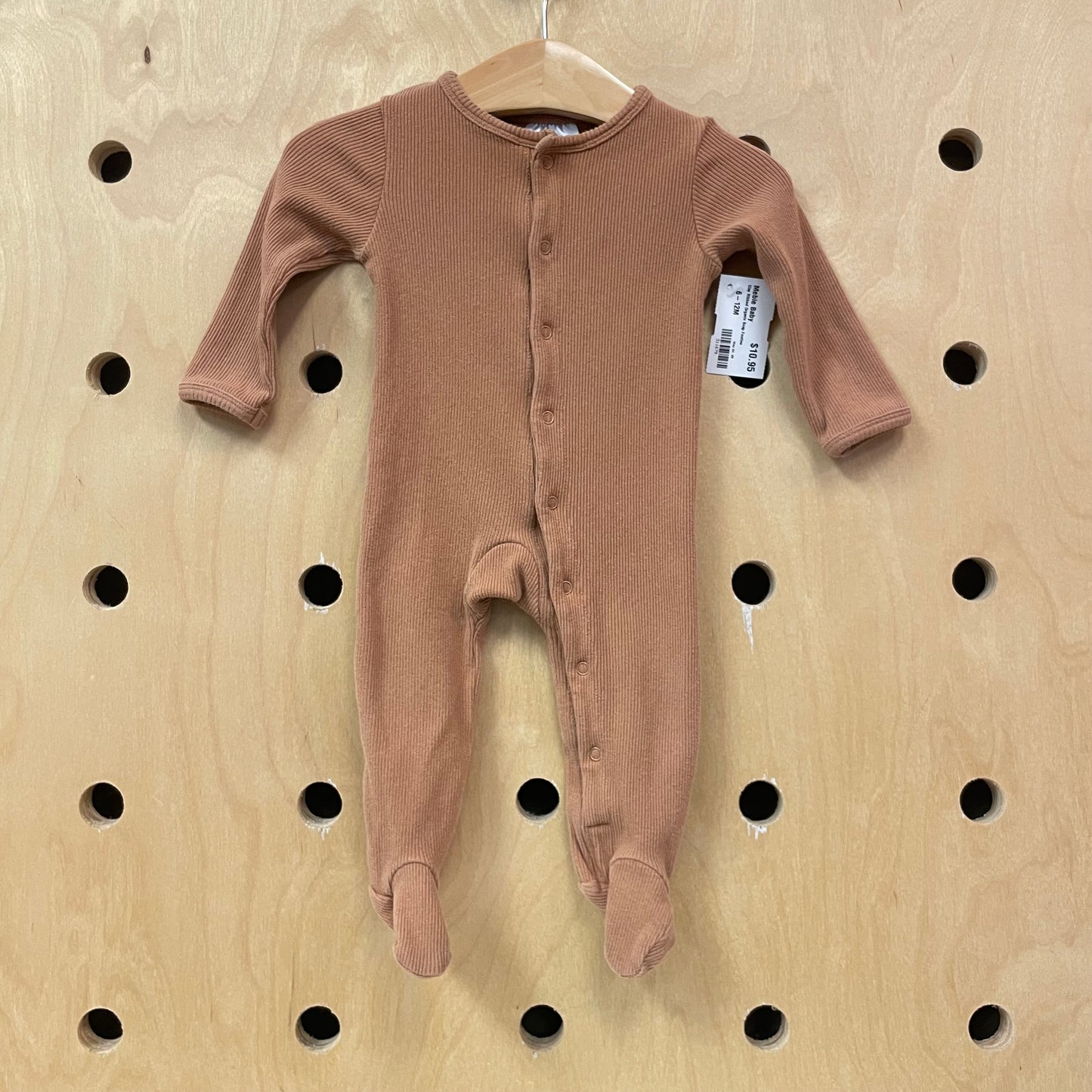 Clay Ribbed Organic Snap Footies