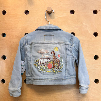 Embroider Giraffe/Rhino Denim Jacket